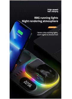 XVersion 4 in 1 Wireless Charger 30W Station with QI fast mobile charging for Apple iPhone/Air Pods/iWatch/Nothing Phone - Black  - Image 5