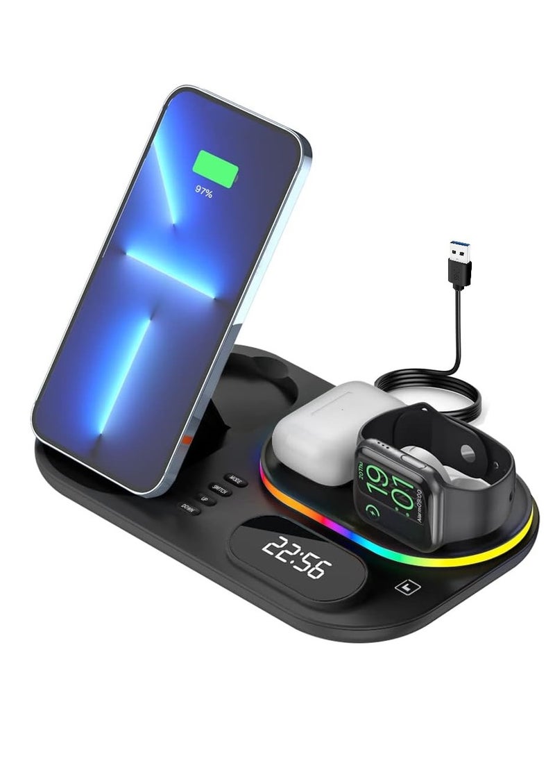 XVersion 4 in 1 Wireless Charger 30W Station with QI fast mobile charging for Apple iPhone/Air Pods/iWatch/Nothing Phone - Black  - Image 1