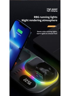 XVersion 4 in 1 Wireless Charger 30W Station with QI fast mobile charging for Apple iPhone/Air Pods/iWatch/Nothing Phone - Black  - Image 5
