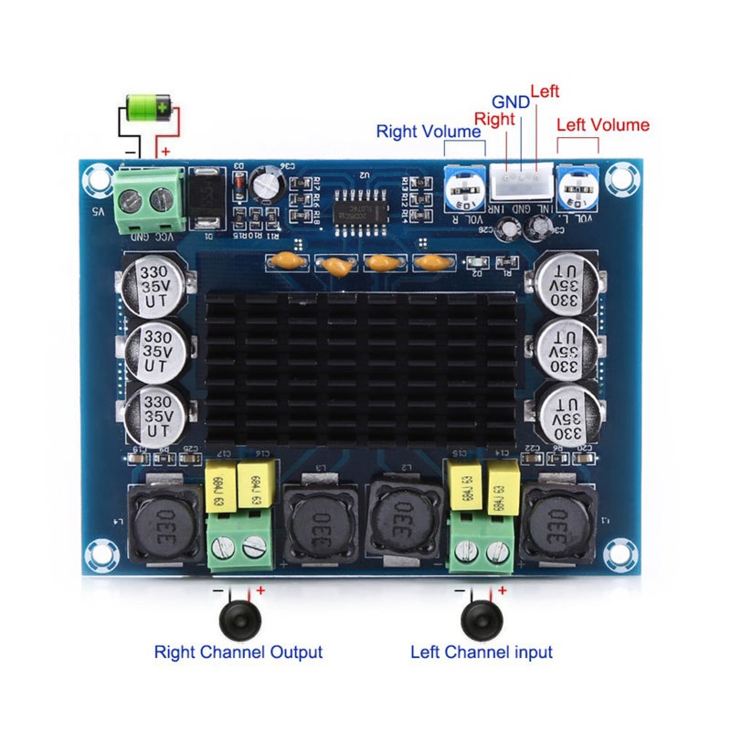 High Power Amplifier 120W+120W Multi-Protection Dual Channel Stereo Digital Amplifier - Enhanced Heat Dissipation Thick PCB Board for Audio Enthusiasts - Image 2