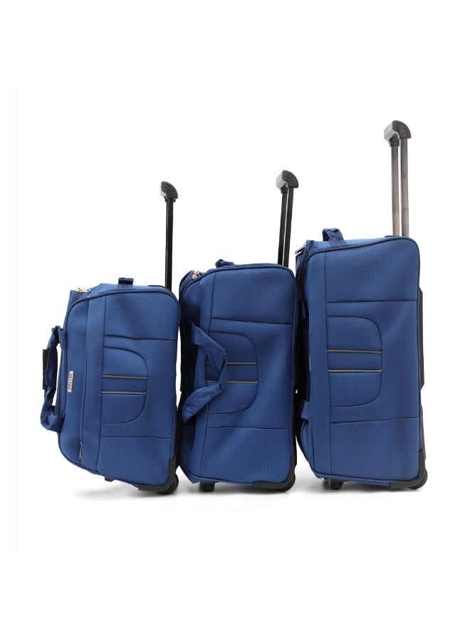 DILIXI طقم حقيبة دافليكس، 3 قطع، أزرق، قماش أكسفورد ناعم، مزودة بعجلات ومقبض تلسكوبي - Image 1