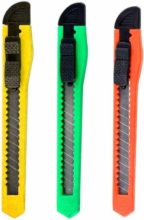 FREEDY 3 Carton Cutter9mm Blade Snap Off Cutter Utility Knives Retractable SnapOff Knifeany 3 random colour will send B