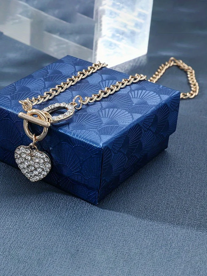 Take Two Rhinestone Heart Necklace