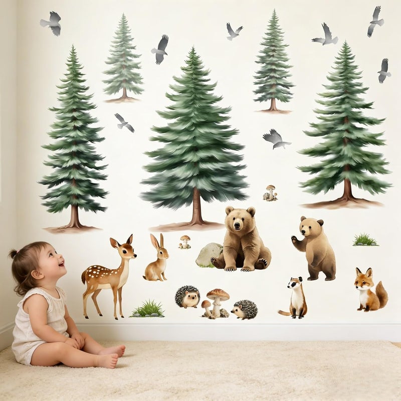 ARS Woodland Animal Wall Decals for Baby: Forest Theme Removable Vinyl Wall Decals Nursery Kids Room Toddler Kids Ages 0-12 Years - Image 1