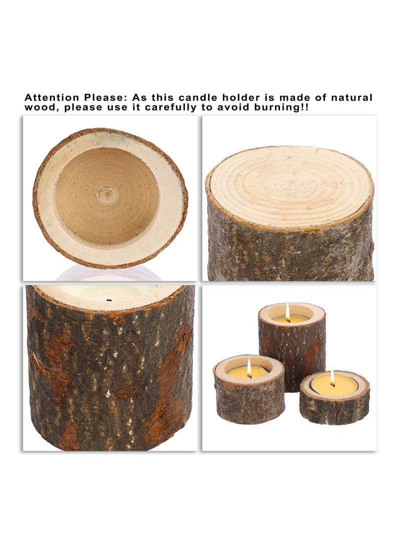 Captaintech Wooden Tea Light Candle Holders Votive Candle Holders Set, 12 Pcs Rustic Wooden Pillar Candle Stands Vintage Wooden Tealight Holders Candle Centerpieces for Wedding Table Party, 3 Sizes - Image 4