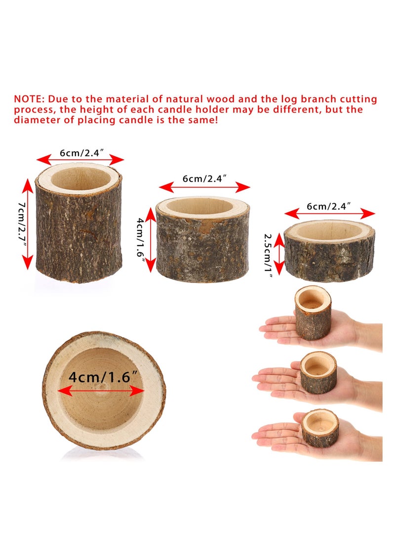 Captaintech Wooden Tea Light Candle Holders Votive Candle Holders Set, 12 Pcs Rustic Wooden Pillar Candle Stands Vintage Wooden Tealight Holders Candle Centerpieces for Wedding Table Party, 3 Sizes - Image 3
