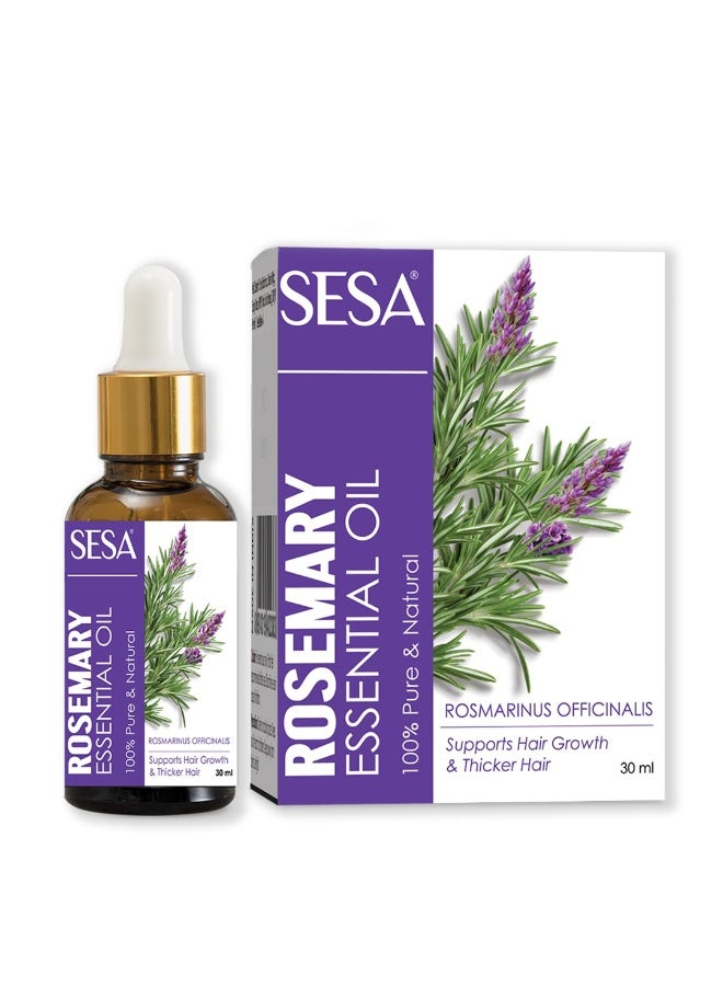 Sesa Rosemary Essential Oil for Hair Growth and Nourishes Skin | 100% Pure, Natural and Premium Spanish Rosemary Oil | Hair Fall Control & Scalp Nourishment | For Women & Men | 30 ml - Image 1