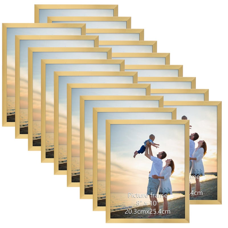 Hoikwo 18 Packs 8x10 Gold Multi Picture Frames Set for Family Photos  Artwork  Light Weight Bulk 8 by 10 Frames Pack for Wall Hanging and Table  Stylish Picture Frames - Image 1