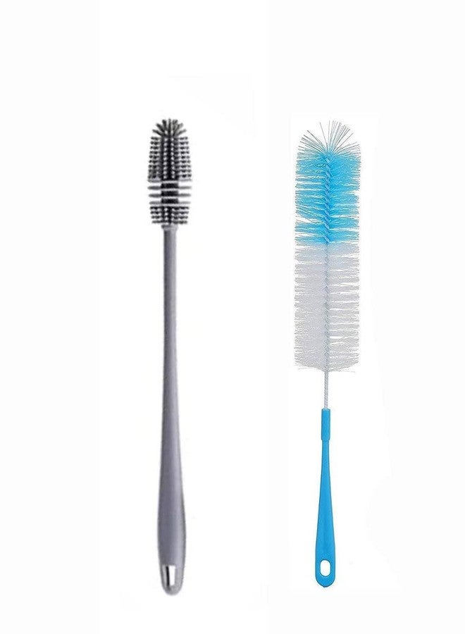 GIRLYZ Attire Bottle Brush Bottle Cleaning Brush Cleaner for Hydro Flask Glassware Vacuum Sports Bottle Vases Water Bottle Cleaner Brushes (Combo Pack of 1 Nylon & 1 Silicone Brush) - Image 1