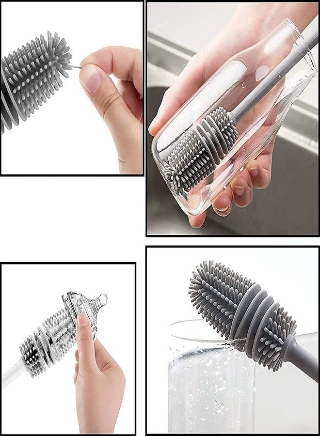 GIRLYZ Attire Bottle Brush Bottle Cleaning Brush Cleaner for Hydro Flask Glassware Vacuum Sports Bottle Vases Water Bottle Cleaner Brushes (Combo Pack of 1 Nylon & 1 Silicone Brush) - Image 3
