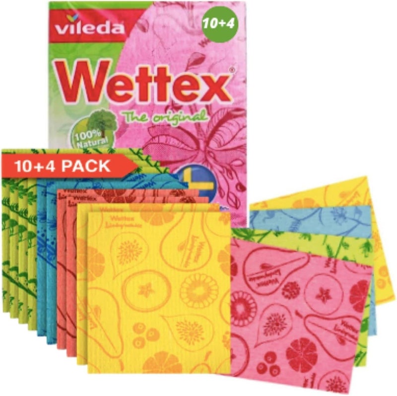 Wettex The Original 14 Pack Swedish Dishcloth for Kitchen - Eco Friendly Reusable Paper Towels - Assorted Dish Cloths for Washing Dishes - Image 1