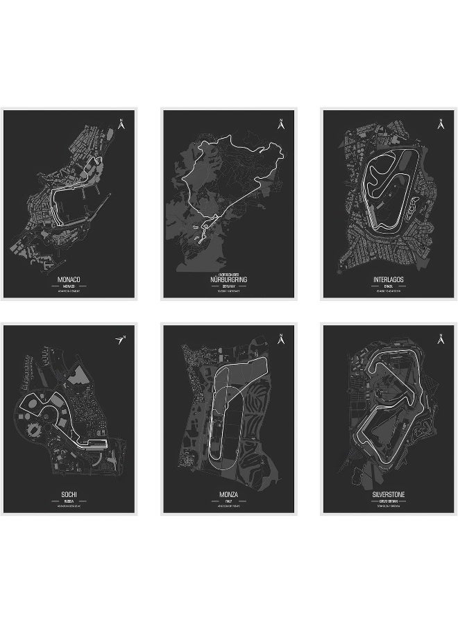 CodersParadise Formula 1 Wall Posters - Pack Of 6 | 8x12 inch (A4 Size) | Wall Poster For Home Bedroom, Living Room DÃ©cor And Aesthetics | Included Glue Dots (F1 Race Maps) - Image 1