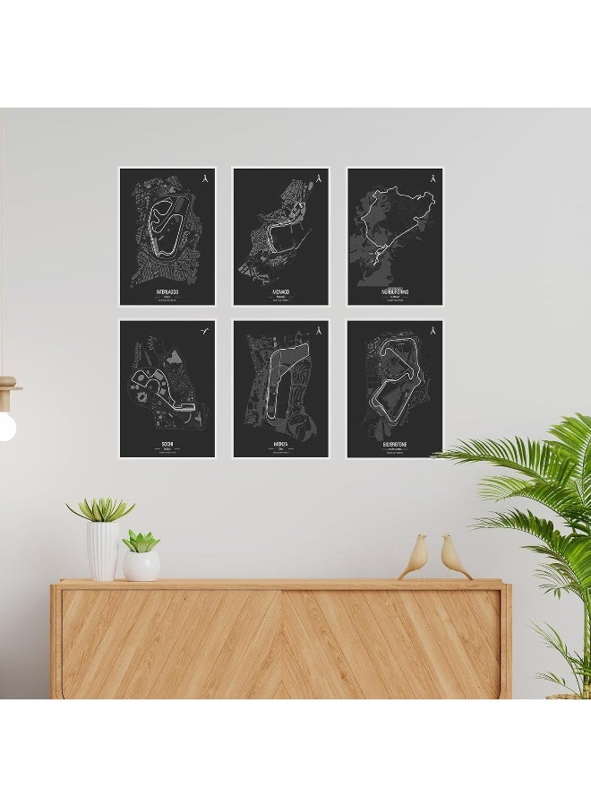 CodersParadise Formula 1 Wall Posters - Pack Of 6 | 8x12 inch (A4 Size) | Wall Poster For Home Bedroom, Living Room DÃ©cor And Aesthetics | Included Glue Dots (F1 Race Maps) - Image 2