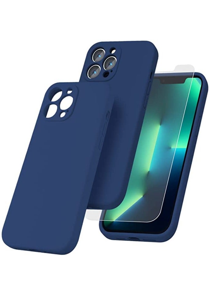 iPhone 12 Pro Max with 2 Pack Tempered Glass Screen Protector Magsafe Case Silicone Phone Case with Microfiber Lining for iPhone 12 Pro Max 6.7 inch 2022,Blue - Image 1