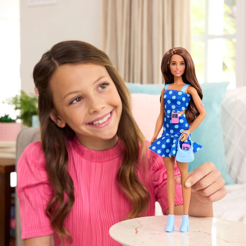 Barbie Fashionistas Doll 242 Type 1 Diabetes Doll With Polka Dot Outfit And Accessories In Collaboration With Breakthrough T1D Hyt97 - Image 1