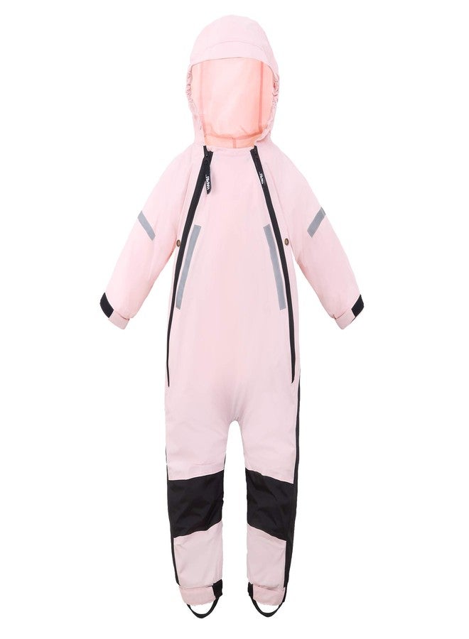 HAPIU Kids Toddler Rain Suit Muddy Buddy Waterproof Coverall,Pink,3T,Upgraded - Image 1