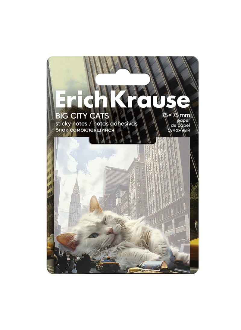 ErichKrause ملاحظات لاصقة بموضوع القطط في المدينة الكبيرة 50 ورقة بحجم 75x75 مم تصاميم متنوعة - Image 1