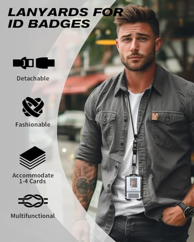 LIUGX Badge Holder with Heavy Duty Breakaway Lanyard, Carbon Fiber-Texture, Durable ID Card Holder (Holds 6 Cards) with Quick Release Detachable Buckle, Metal Clip, American Flag - Image 3