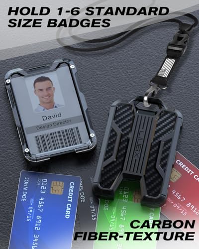 LIUGX Badge Holder with Heavy Duty Breakaway Lanyard, Carbon Fiber-Texture, Durable ID Card Holder (Holds 6 Cards) with Quick Release Detachable Buckle, Metal Clip, American Flag - Image 5