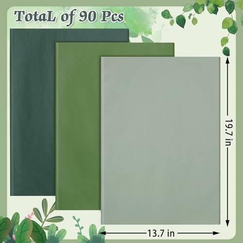 Welpurch 90 Sheets Bluish Green Gift Tissue Paper, 14'' x 20'' Gradient Forest Green Color Assorted Gift Wrapping Tissue for St.Patrick's Day Decor Shades of Green Event Presents Packaging - Image 2