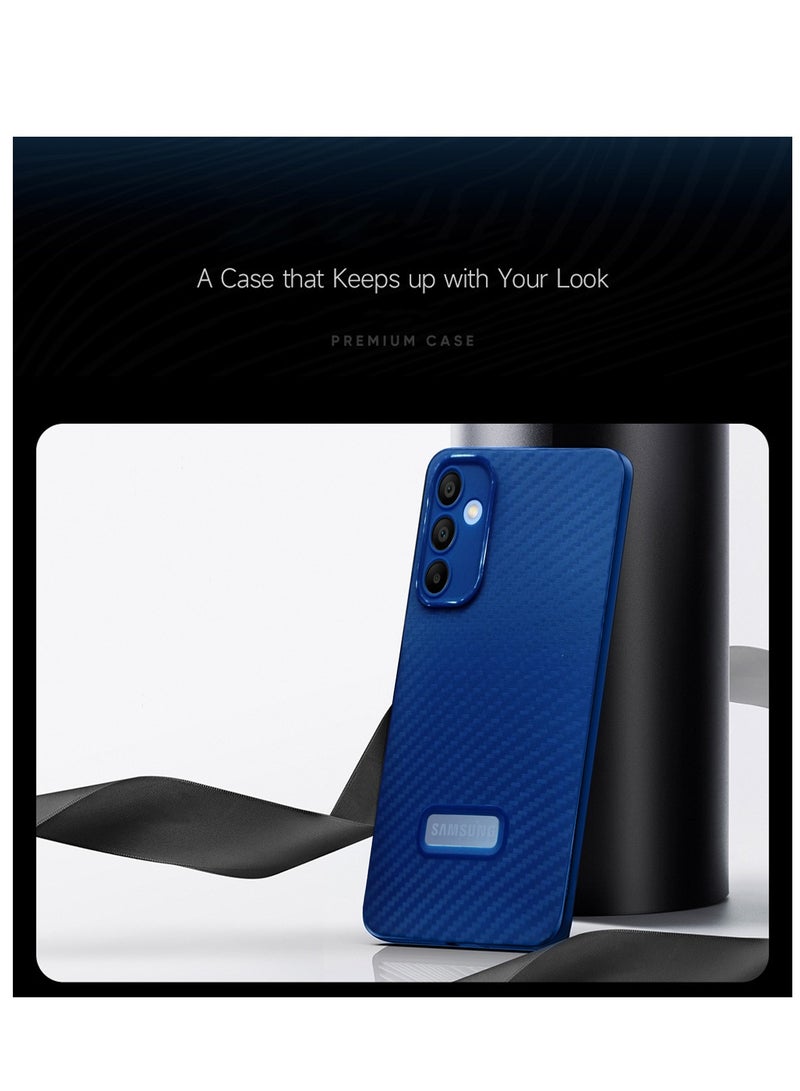 Wtech Soft Liquid Silicone Carbon Fiber Texture Case Cover For Samsung Galaxy A25 5G 2023 Navy Blue - Image 2