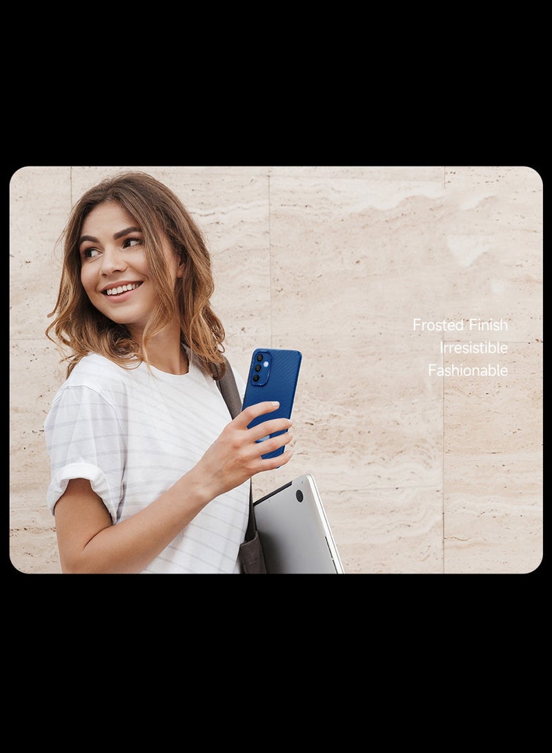 Wtech Soft Liquid Silicone Carbon Fiber Texture Case Cover For Samsung Galaxy A25 5G 2023 Navy Blue - Image 4