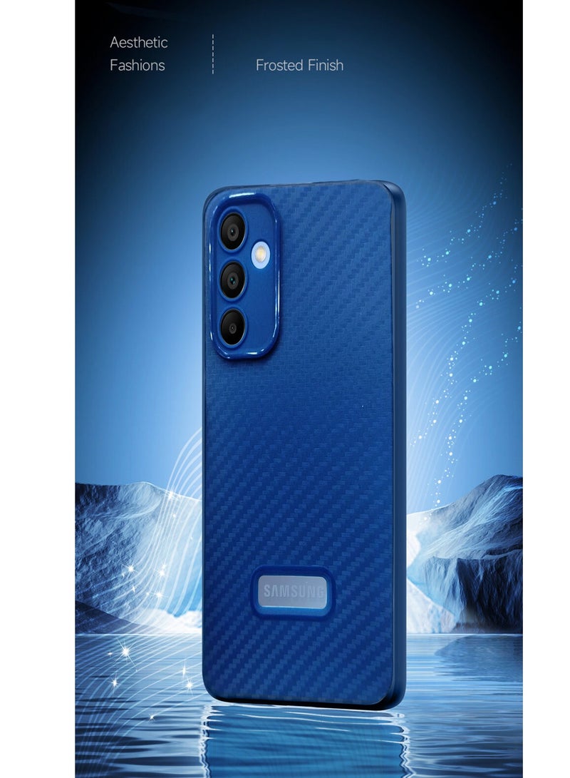 Wtech Soft Liquid Silicone Carbon Fiber Texture Case Cover For Samsung Galaxy A25 5G 2023 Navy Blue - Image 5