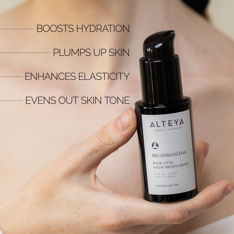 Alteya Organics Night Moisturizer Certified Organic Skin Care 1.7 Fl Oz/50 mL Bio Damascena Award-Winning Face Cream With Organic Bulgarian Rose Oil Hydrating, Toning and Rejuvenating - Image 5