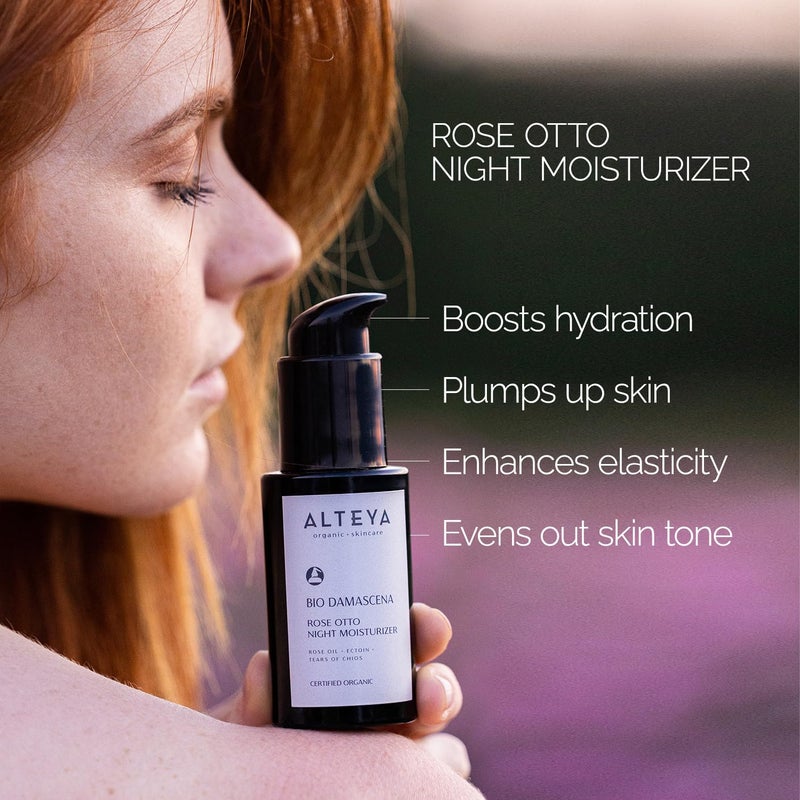 Alteya Organics Night Moisturizer Certified Organic Skin Care 1.7 Fl Oz/50 mL Bio Damascena Award-Winning Face Cream With Organic Bulgarian Rose Oil Hydrating, Toning and Rejuvenating - Image 4