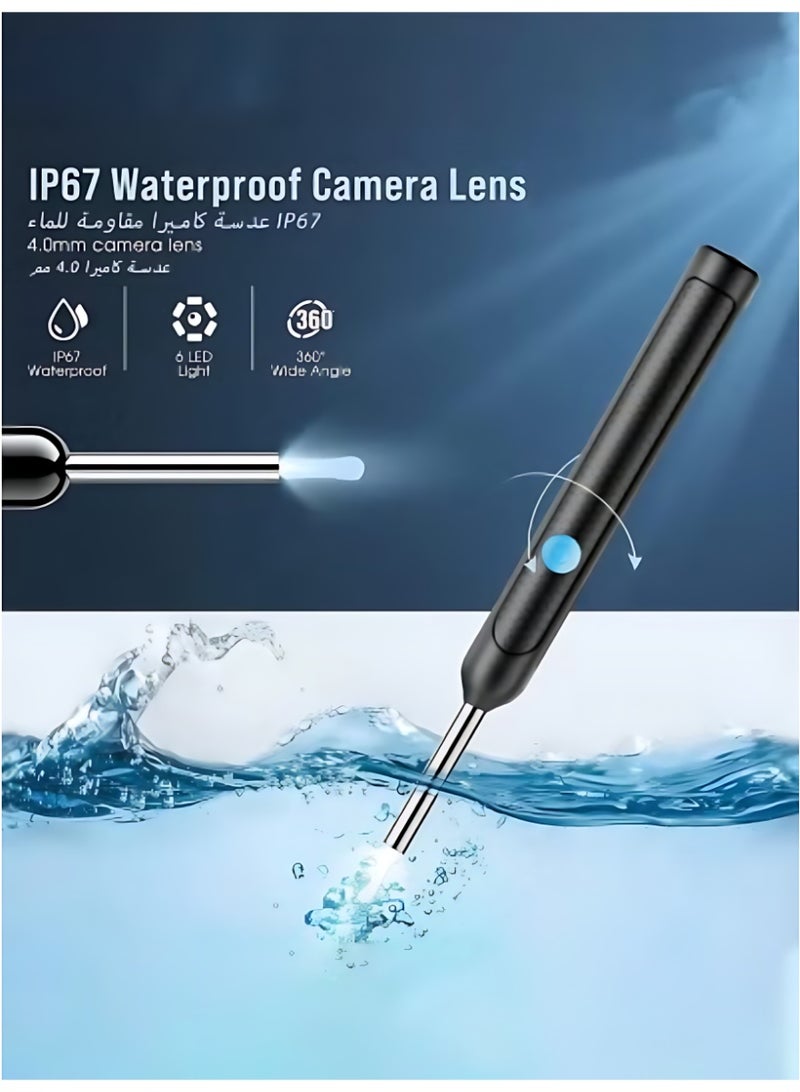 الآلة الصغيرة مجموعة أدوات إزالة شمع الأذن -مزيل شمع الأذن مرئيًا مع الكاميرا ، منظار مع الضوء ، منظف الأذن مع 8 ملتزمات الأذن+6 مغارف الأذن ، مزيل شمع الأذن اللاسلكي لنظام التشغيل iOS ، هواتف Android ، WiFi Visual Otoscope Wax - Image 5