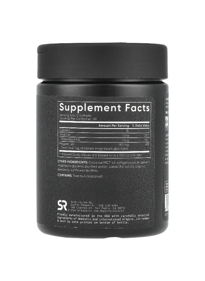 SPORTS RESEARCH Sports Research, Magnesium Glycinate, 160 mg, 60 Softgels (80 mg per Softgel)  - Image 2