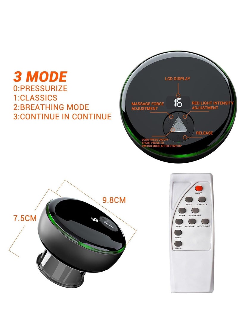 SYOSI - Electric Smart Cupping Therapy Set Remote Control Cupping Set with Red Light Therapy for Pain Relief Recovery Smart Cupping Therapy Massager with 3 Mode 16 Level Temperature Suction Black - Image 1