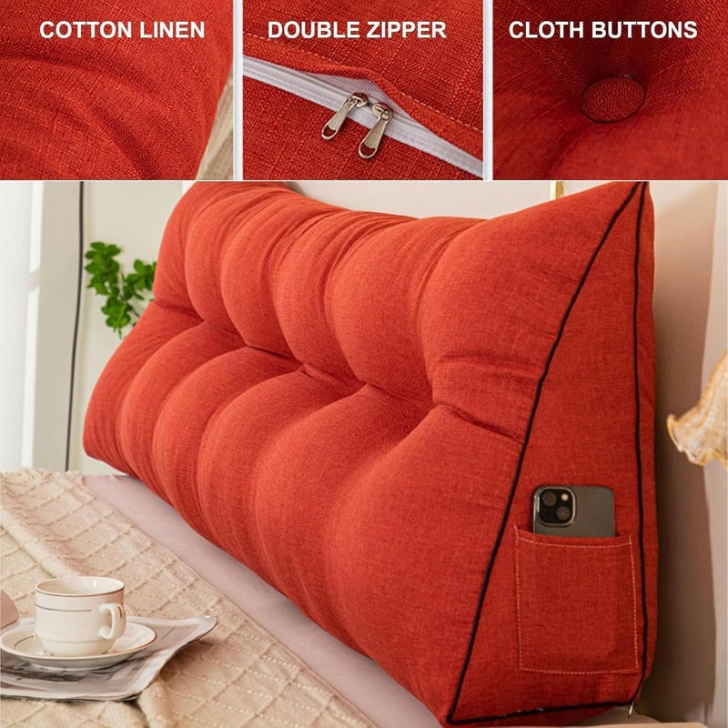 Triangular Headboard Pillow Removable Headboard Adult Large Cushion Backrest Positioning Support Wedge Pillow Sofa Bed Backrest Washable, Suitable for Sofa Bed Bunk Bed Dormitory - Image 2