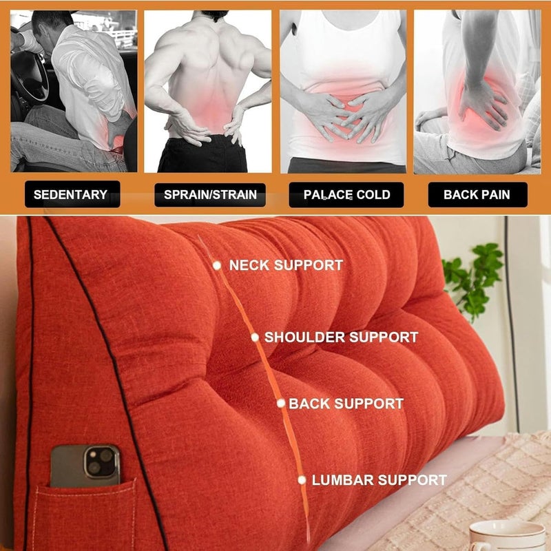 Triangular Headboard Pillow Removable Headboard Adult Large Cushion Backrest Positioning Support Wedge Pillow Sofa Bed Backrest Washable, Suitable for Sofa Bed Bunk Bed Dormitory - Image 3