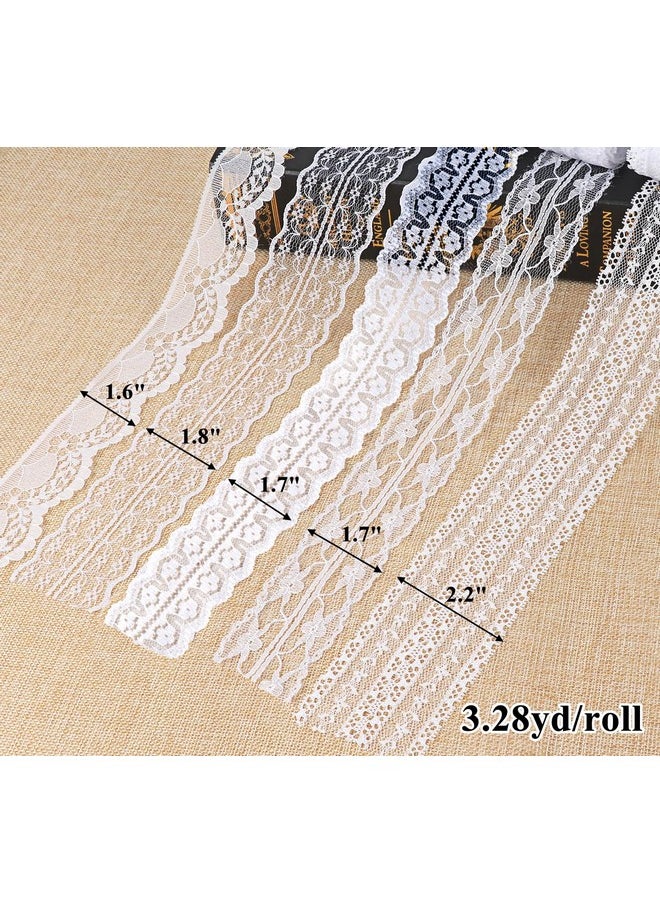 ilauke - 46 Yards White Lace Ribbon 14 Rolls Vintage Lace Trims 0.6 To 2.1 Inch Ribbon Lace With Assorted Pattern For Sewing Crafts Wedding Ribbon Flower Ribbon 3.28 Yards Each - Image 1