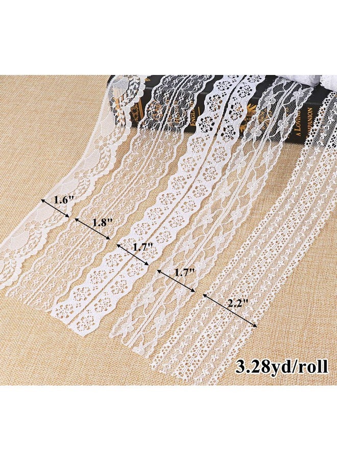 ilauke - 46 Yards White Lace Ribbon 14 Rolls Vintage Lace Trims 0.6 To 2.1 Inch Ribbon Lace With Assorted Pattern For Sewing Crafts Wedding Ribbon Flower Ribbon 3.28 Yards Each - Image 1