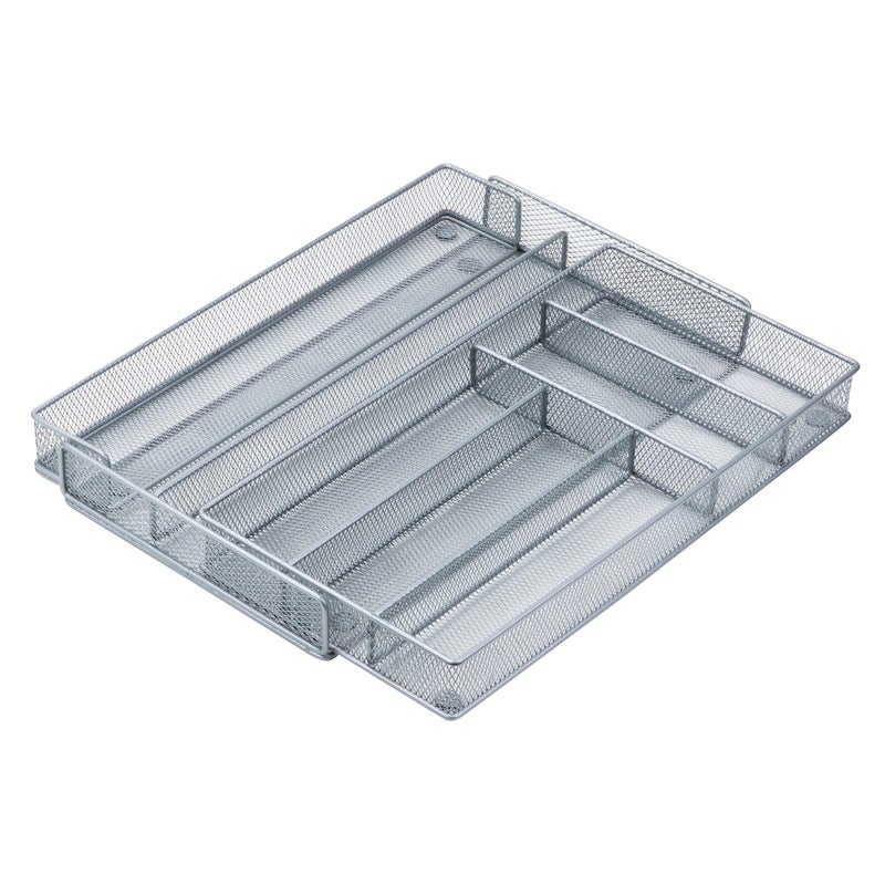HoneyCanDo KCH02163 Steel Mesh 7Compartment Expandable Utility Drawer Organizer Silver