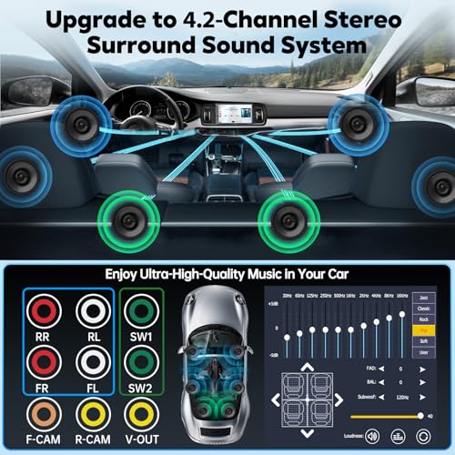 SJOYBRING [QLED Screen Upgrade] 7" Double Din Car Stereo with Wireless Apple CarPlay and Android Auto, 240W Powerful Sound, 4.2-Channel Audio Output, Bluetooth, MirrorLink, Backup Camera, AM/FM Car Radio - Image 4