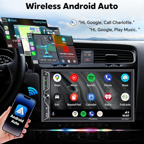 SJOYBRING [QLED Screen Upgrade] 7" Double Din Car Stereo with Wireless Apple CarPlay and Android Auto, 240W Powerful Sound, 4.2-Channel Audio Output, Bluetooth, MirrorLink, Backup Camera, AM/FM Car Radio - Image 3