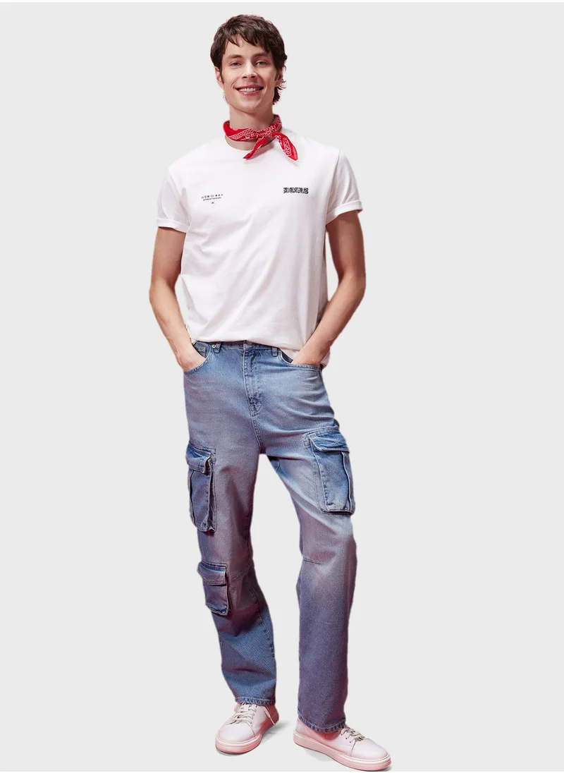 DeFacto Regular Fit Crew Neck Printed T-Shirt