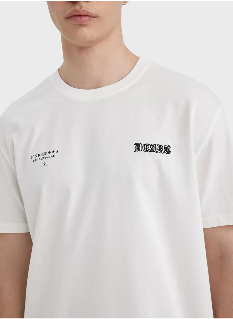 DeFacto Regular Fit Crew Neck Printed T-Shirt