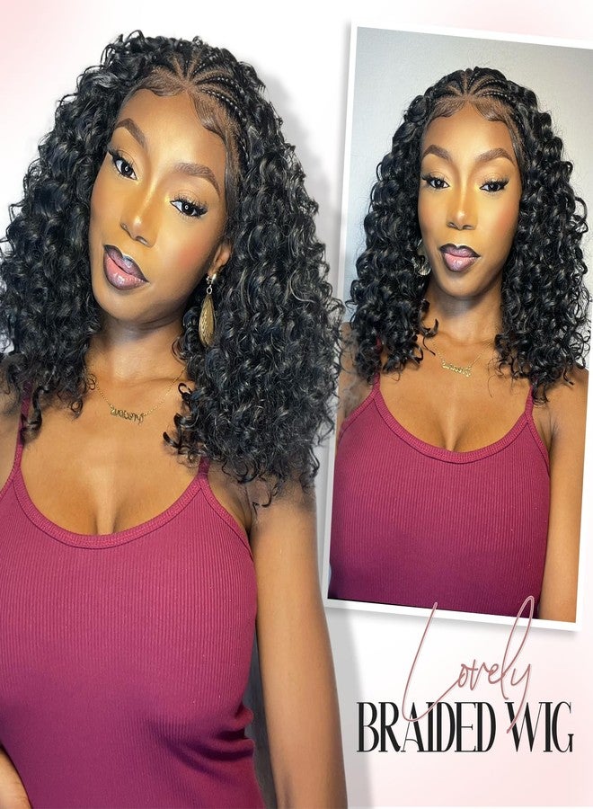 Fancy Hair Cornrow with Curly Hair Wig HD Lace Front Braided Wig with Baby Hair Pre Plucked Glueless Transparent 13x4 Inch Lace Frontal Wig for Black Women - Image 2