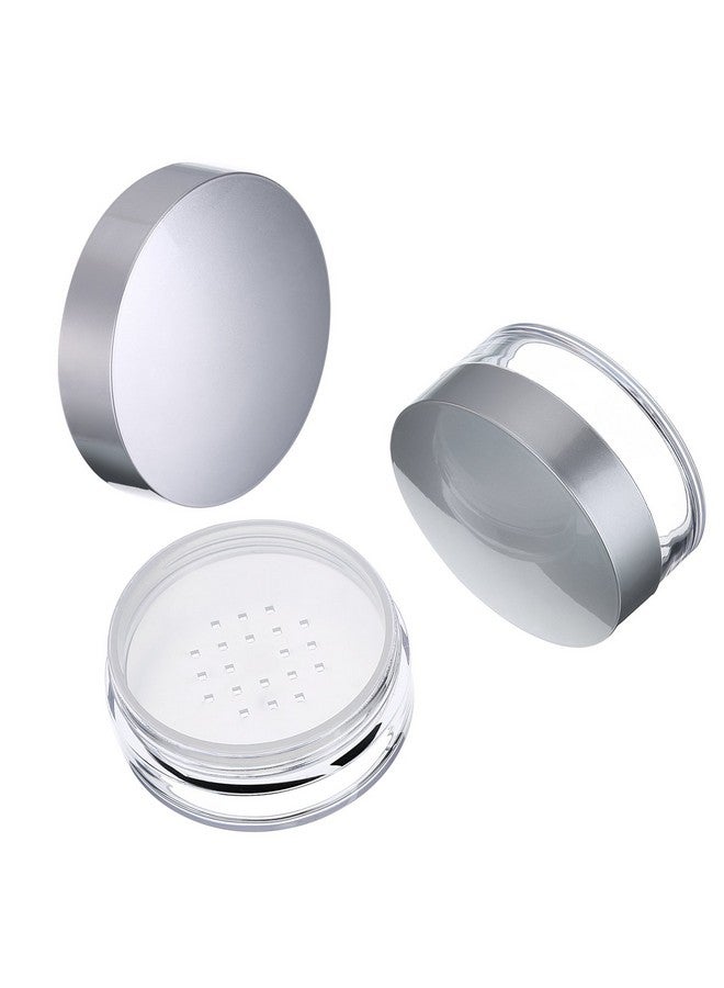 Hotop 3 Pieces 50 Ml Plastic Empty Powder Case Face Powder Makeup Jar Travel Kit Blusher Cosmetic Makeup Containers With Sifter And Lids (Silver Without Powder Puff) - Image 5