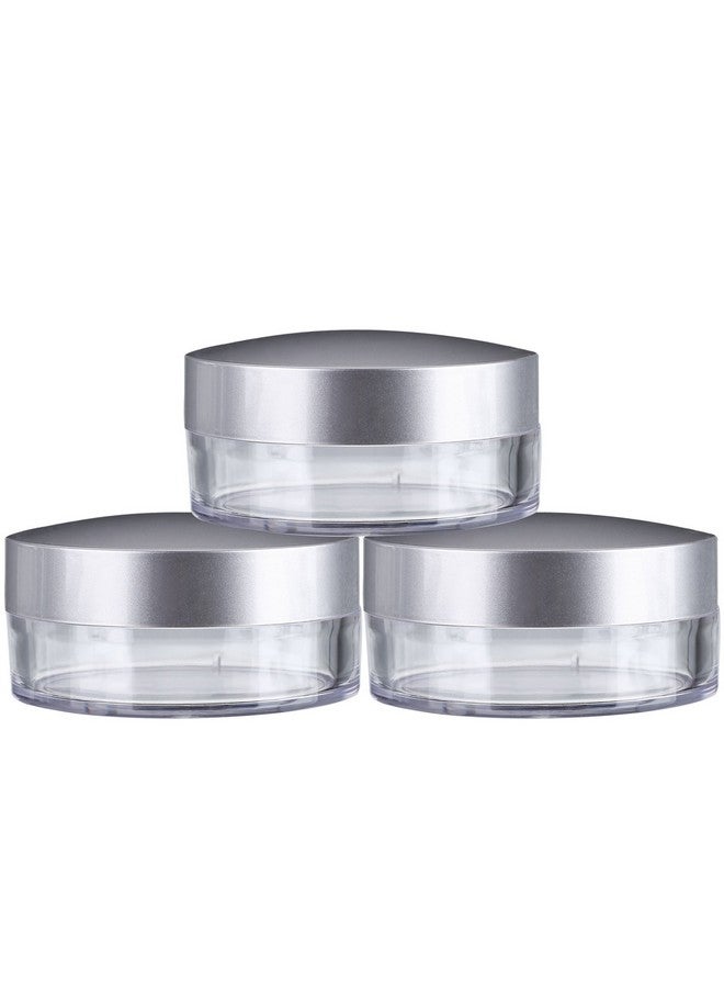 Hotop 3 Pieces 50 Ml Plastic Empty Powder Case Face Powder Makeup Jar Travel Kit Blusher Cosmetic Makeup Containers With Sifter And Lids (Silver Without Powder Puff) - Image 2