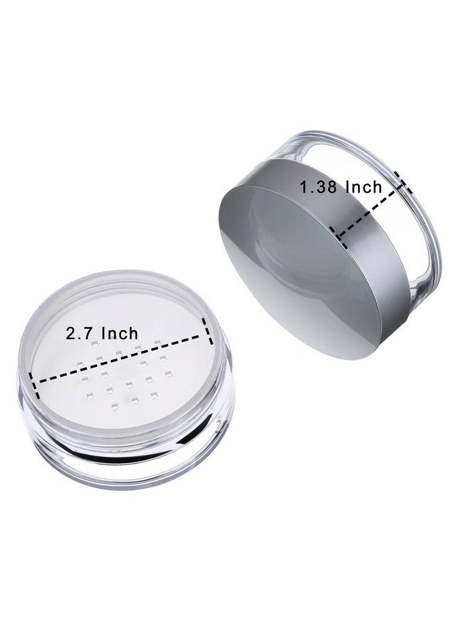 Hotop 3 Pieces 50 Ml Plastic Empty Powder Case Face Powder Makeup Jar Travel Kit Blusher Cosmetic Makeup Containers With Sifter And Lids (Silver Without Powder Puff) - Image 3