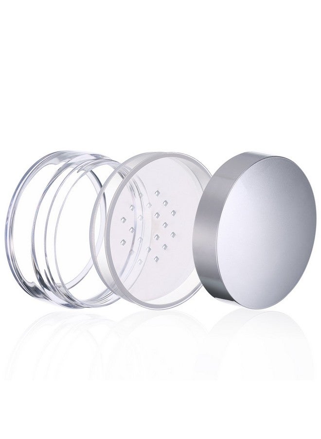 Hotop 3 Pieces 50 Ml Plastic Empty Powder Case Face Powder Makeup Jar Travel Kit Blusher Cosmetic Makeup Containers With Sifter And Lids (Silver Without Powder Puff) - Image 4