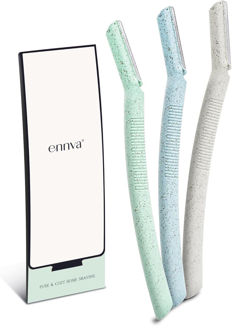 ENNVA 3pcs Dermaplane Facial Hair Removal Razor for Women - Anti-Cutting Protective Blades, Ergonomic Handle, Hygienic Disposable Blades - Image 1