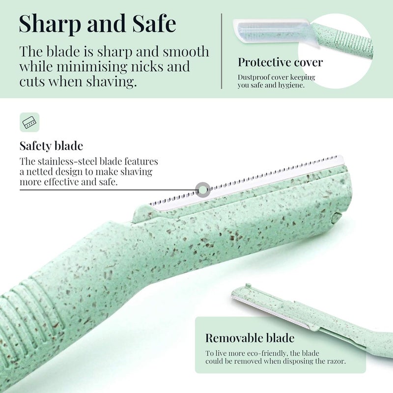 ENNVA 3pcs Dermaplane Facial Hair Removal Razor for Women - Anti-Cutting Protective Blades, Ergonomic Handle, Hygienic Disposable Blades - Image 3