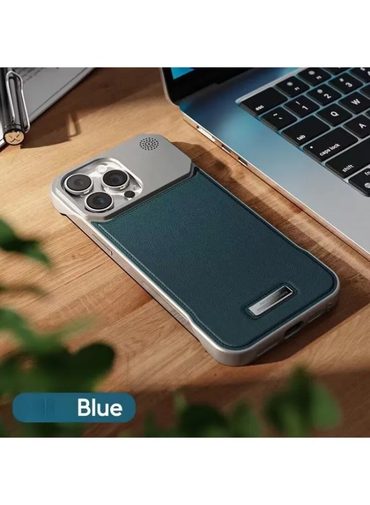Men's Premium Leather Texture Phone Case, Shockproof Metal Frame Cover for iPhone 17 Pro Max - Image 1