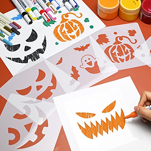 Sakolla 36 Pieces Halloween Drawing Stencils, 6 Inch Plastic Reusable Pumpkin Faces Painting Stencil for DIY Pumpkin Carving, Wood, Walls Art and Halloween Decoration - Image 2
